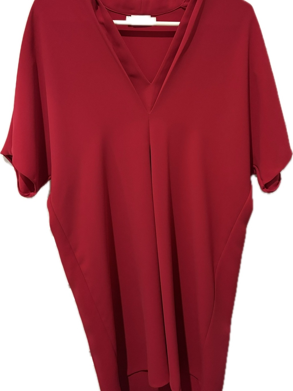 Vince Double-V Inverted Pleat / Popover Red Midi  Dress